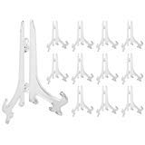Super Z Outlet 5" Clear Plastic Easels or Stand/Plate Holders to Display Pictures or Other Items at Weddings, Home Decoration, Birthdays, Tables (12)