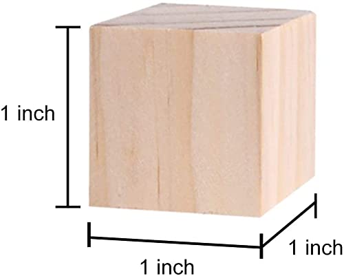 130 Pcs 1 inch Natural Solid Cube Wooden Unfinished Craft Wood Blocks Wood Cubes for DIY Craft Gifts (130pcs)