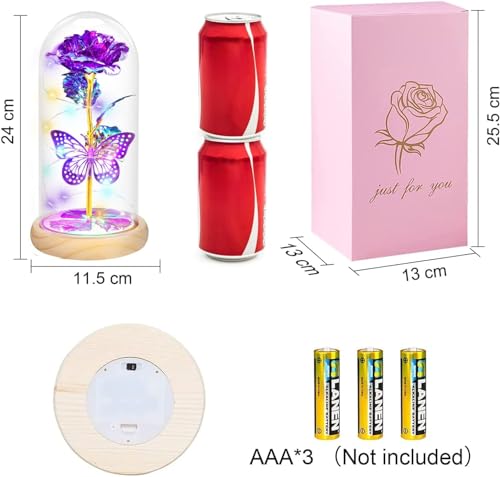 Mothers Day Rose Gifts for Mom Flowers Rose Gifts for Women,Birthday Gifts for Women,Purple Butterfly Flowers for Mom Mother Day Flower Gifts from Daughter Son,Gift for Sister,Her,Grandma,Wife