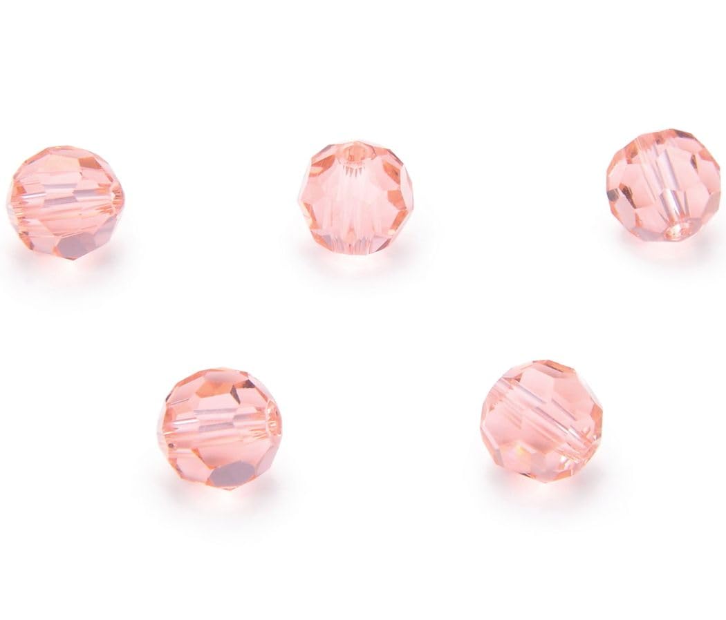 100pcs Adabele Austrian 4mm (0.16 Inch) Small Faceted Loose Round Crystal Beads Light Padparadscha Pink Compatible with 5000 Swarovski Crystals Preciosa SS2R-430