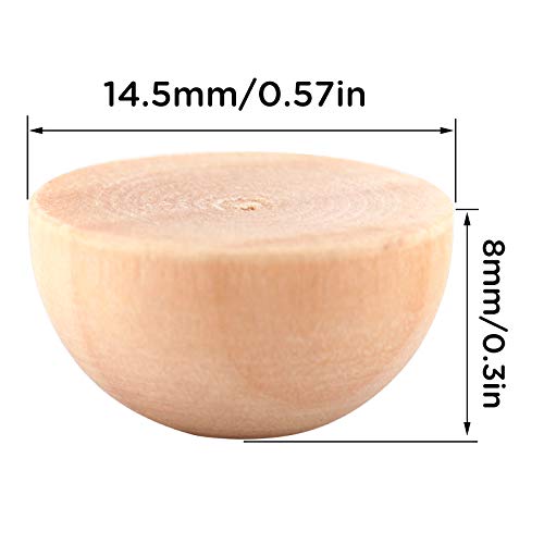 LUTER 300pcs 15mm Half Wooden Balls Unfinished Split Wood Balls Mini Half Natural Wooden Balls for DIY Projects Kids Arts and Craft Supplies