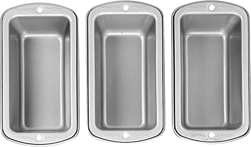 Wilton Recipe Right Non-Stick Mini Loaf Pan Set, Small Loaf Pans for Baking, 3-Piece Cookware Set, 5.75 x 3 in., Steel