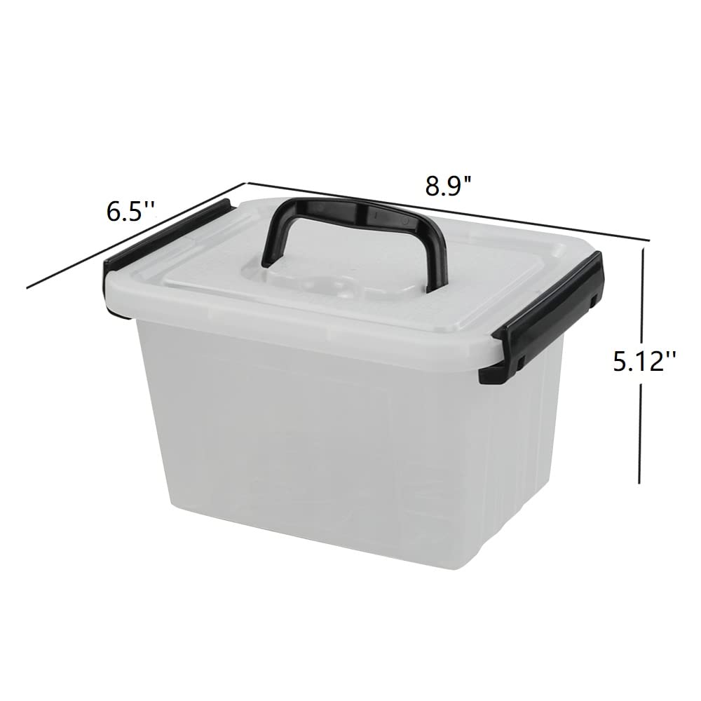 Ramddy 3.5 Quart Small Plastic Storage Box with Handles, 6 Packs Clear Latching Bin with Lid