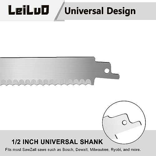 LEILUO 9-Inch Soft Material Cutting Reciprocating Saw Blades 2 Piece Stainless Steel Sawzall Blades for Cutting Meat Sponge Fiber with Storage Case