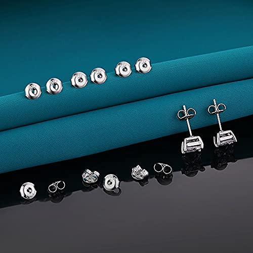 Catinee 16PCS 925 Sterling Silver Earring Backs,14k White Gold Plated Earring Backs for Studs,Hypoallergenic Secure Earring Backings for Locking Stud Earrings