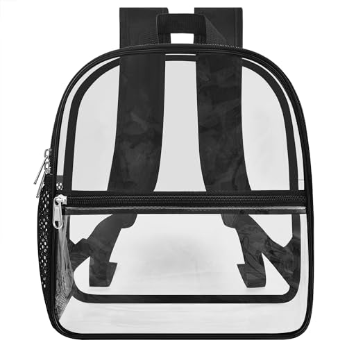 USPECLARE Clear Backpack for Stadium Approved 12×6×12, Water proof Clear Bag for Stadium Events and Concert Work Sport Event(Black)