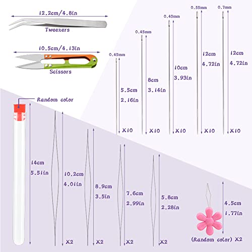 58 Pcs Beading Needles Set,50 Pcs Long Straight Beading Thread Needles, 8 Pcs Big Eye Beading Needles with Threader, Needle Bottle, Yarn Scissors,Tweezers for Bracelets and Jewelry Making