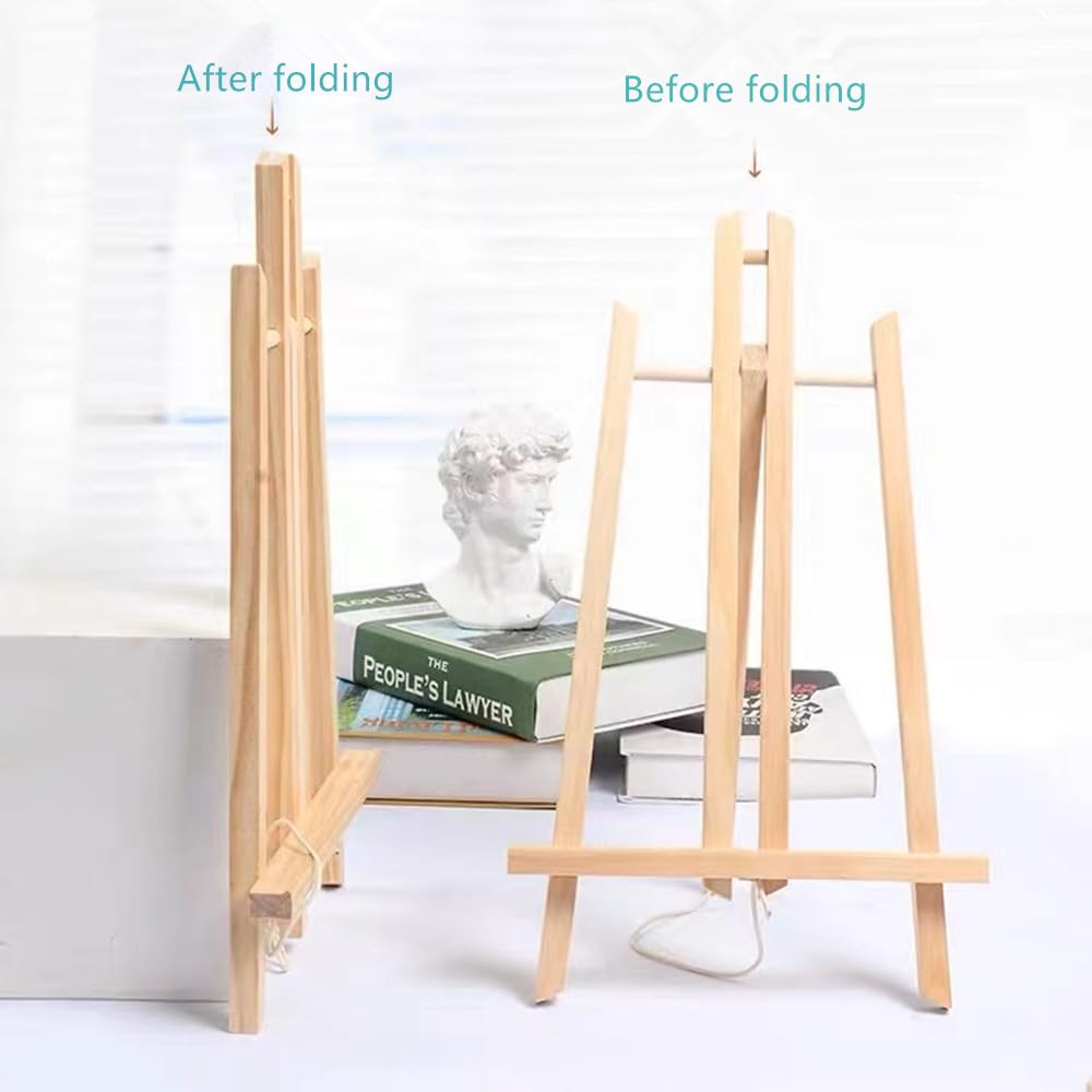 11.8" Wood Easels, Small Tabletop Display Stand, Tripod, Painting Party Easel, Kids Student Tabletop Easels for Painting, Portable Canvas Photo Picture Sign Holder