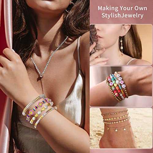 ARTDOT 1740 Pieces Gold Beads for Friendship Bracelets Making Kit, 8 Shapes Organized Jewelry Making Supplies Spacer Beads Set with Rhinestones Crafts Gifts for Teen Girls Ages 6 7 8 9 10 11 12