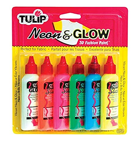 Tulip 26201 3D Fabric Paint, 6 piece Set, Neon and Glow, 1.25 Fl Oz (Pack of 1)