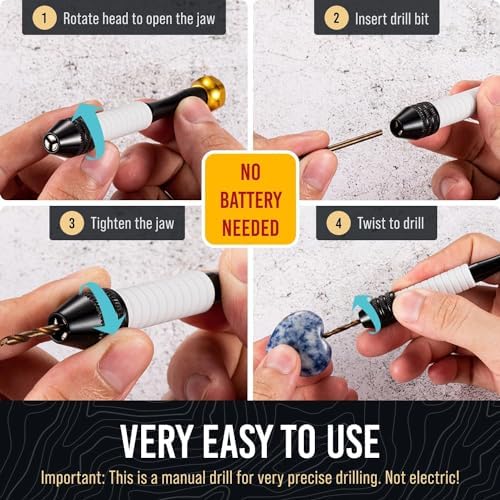 Pin Vise Hand Drill for Jewelry Making - Craft911 Manual Craft Drill Sharp HSS Micro Mini Twist Drill Bits Set, Small Rotary Tools for Wood, Plastic, Miniature - Blue