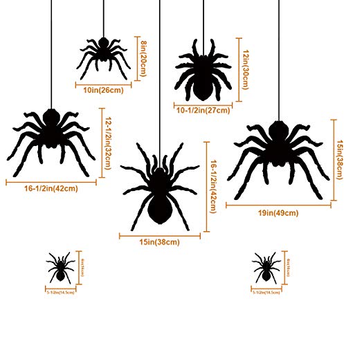 Ivenf Halloween Decorations, Extra Large Scary Spider Wall Decal Window Decor Party Supplies, 2 Sheet 51pcs