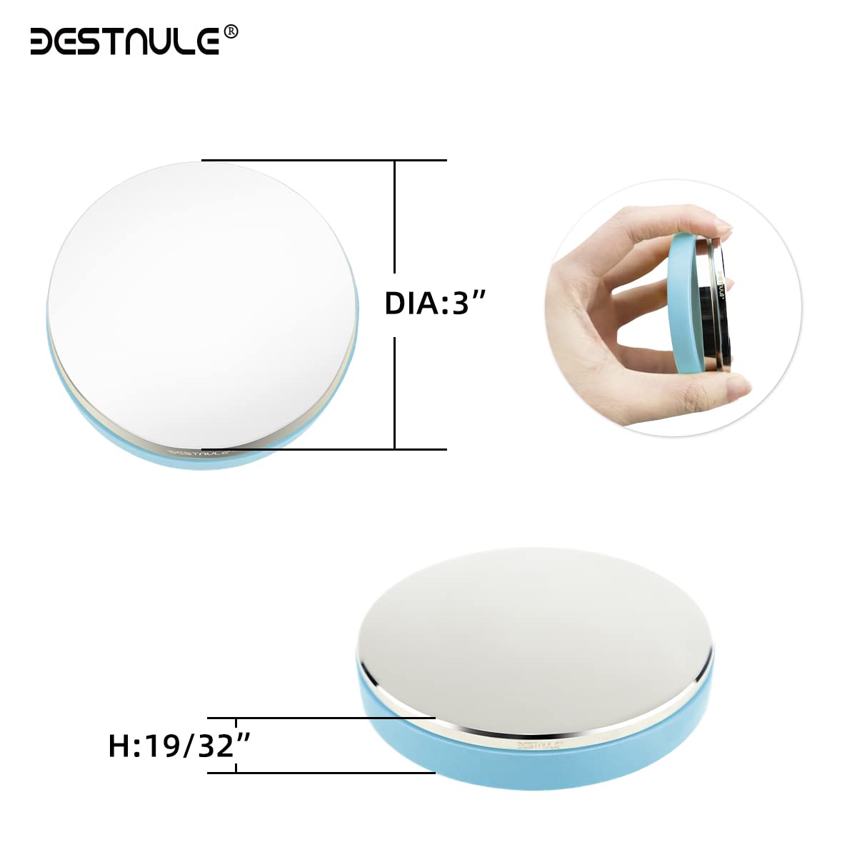 BESTNULE Professional Steel Bench Block, Covered with TPR soft plastic at The bottom, Metal Stamping Table Mirror, Polishing with Chrome Plating for Jewelry Stamping Tools, (Dia: 3”, H: 19/32”)