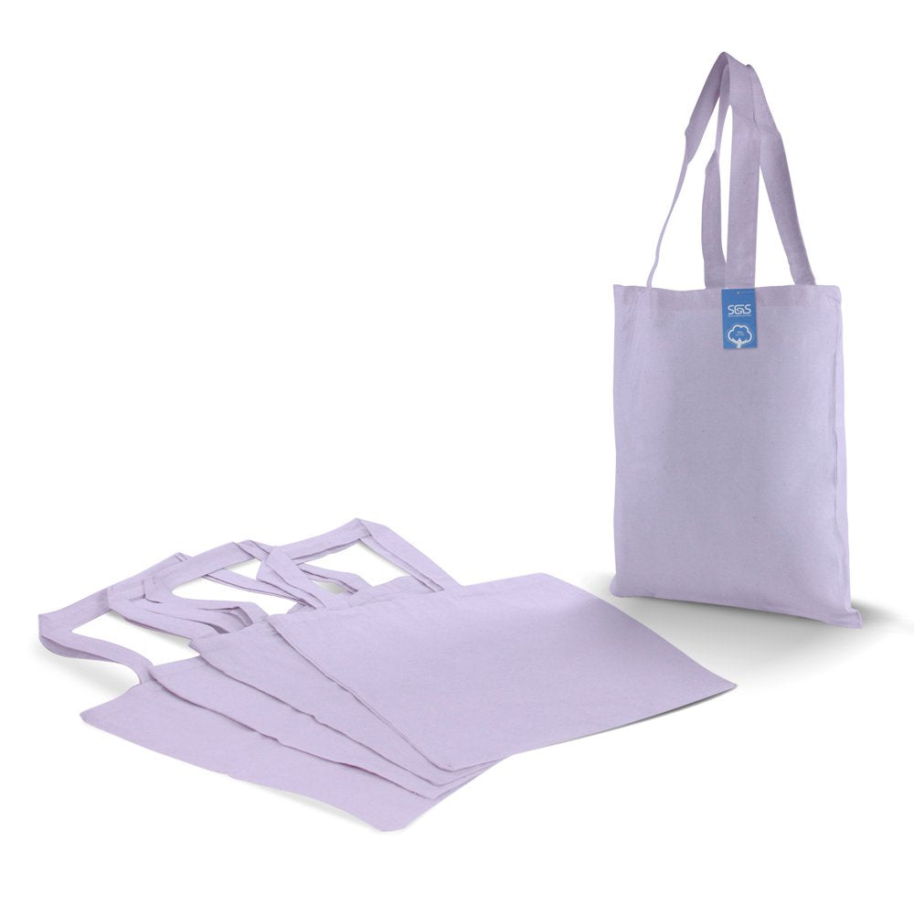 Simply Green Solutions Reusable Cotton Cloth Grocery Craft Bag, 15 x 16 Reusable Tote with Handle, Pack of 5, Lavender