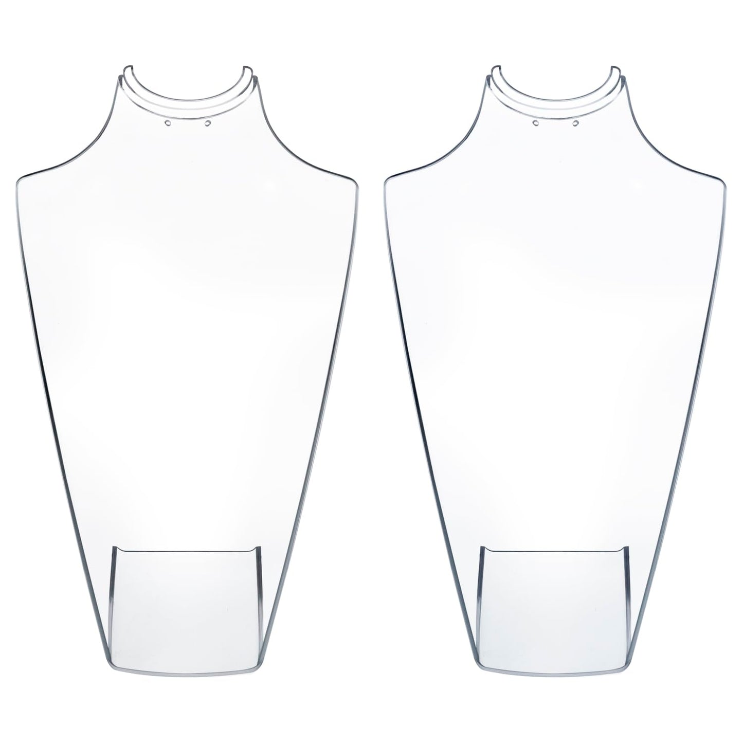 MyGift 12 Inch Clear Acrylic Necklace and Earring 3D Bust Jewelry Display Stand, Tabletop Neck Form Base Chain Holder for Home or Retail Showcase, Set of 2