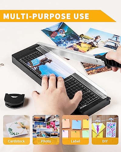 MAKEASY Paper Cutter 12 Inch, Guillotine Paper Cutter with 8 Sheet Capacity, Heavy Duty Paper Cutter for Cardstock, Paper Trimmer for Crafting, Classroom and Office