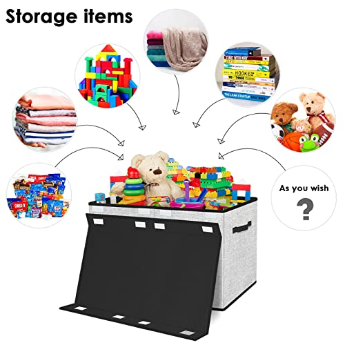 homyfort Large Toy Box Storage Chest for Girls Kids,Collapsible Toy Bin Organizer Basket with Lids for Blanket,Toys,Toddler,Nursery,Playroom (White)