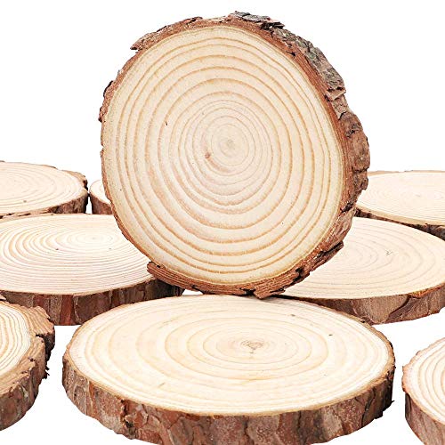Unfinished Natural Wood Slices with Bark 20 Pcs 3.5-4 inch Craft Wood kit Circles Crafts Christmas Ornaments Rustic Wedding Decoration DIY Crafts for Crafts