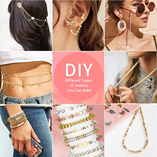 ARTDOT 1740 Pieces Gold Beads for Friendship Bracelets Making Kit, 8 Shapes Organized Jewelry Making Supplies Spacer Beads Set with Rhinestones Crafts Gifts for Teen Girls Ages 6 7 8 9 10 11 12