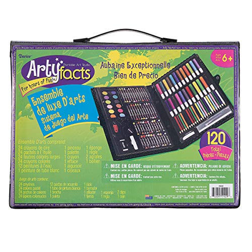 Darice 120-Piece Deluxe Art Set – Art Supplies for Drawing, Painting and More in a Plastic Case - Makes a Great Gift for Children and Adults