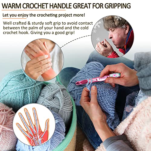 Coopay Warm Crochet Hooks Large, 10mm 9mm 8mm 7mm 6.5mm Large Crochet Hooks for Chunky Yarn Blanket Sweater Thick Wool, Big Crochet Kit for Arthritic Hands Knitting & Crochet Supplies