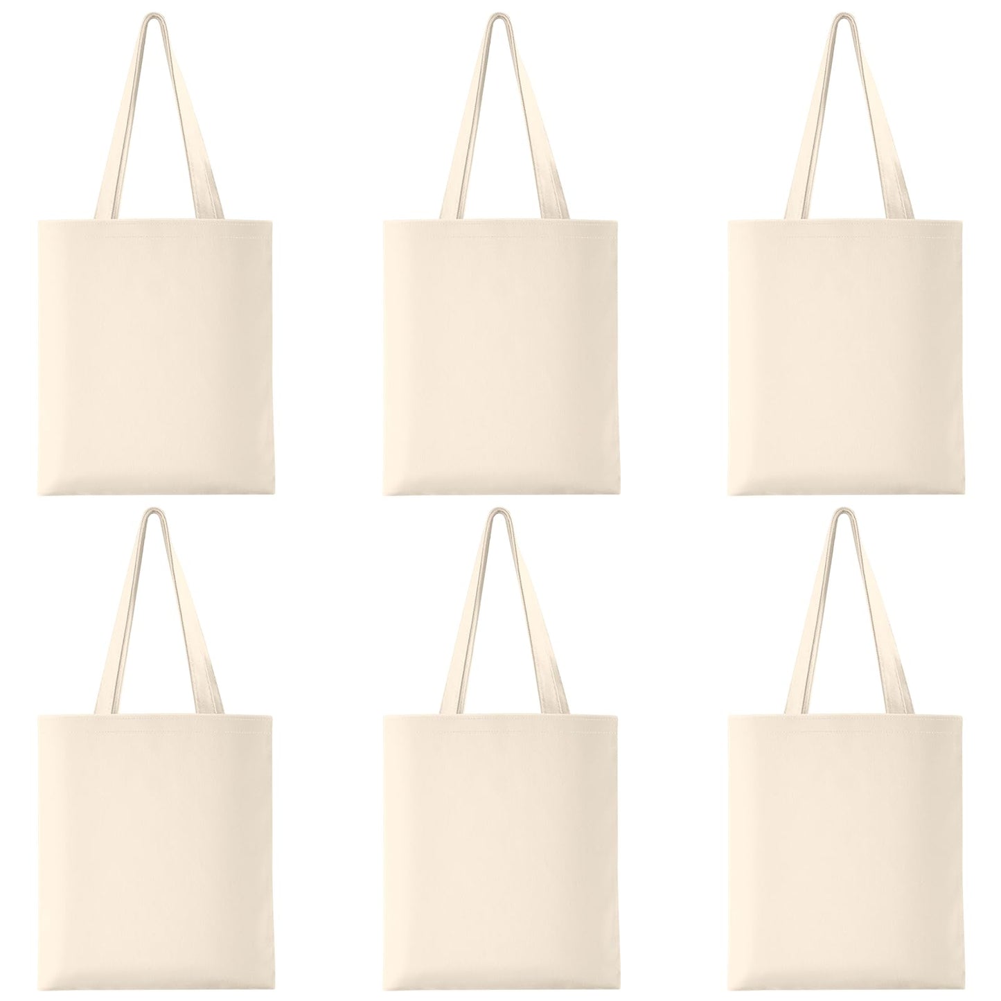 6 Pack Cotton Tote Bag Blank Canvas Bag Reusable Grocery Shopping Bags, Suitable for DIY Craft, Grocery, Shopping, Drawing, Promotion, Gift, Advertising, Activity