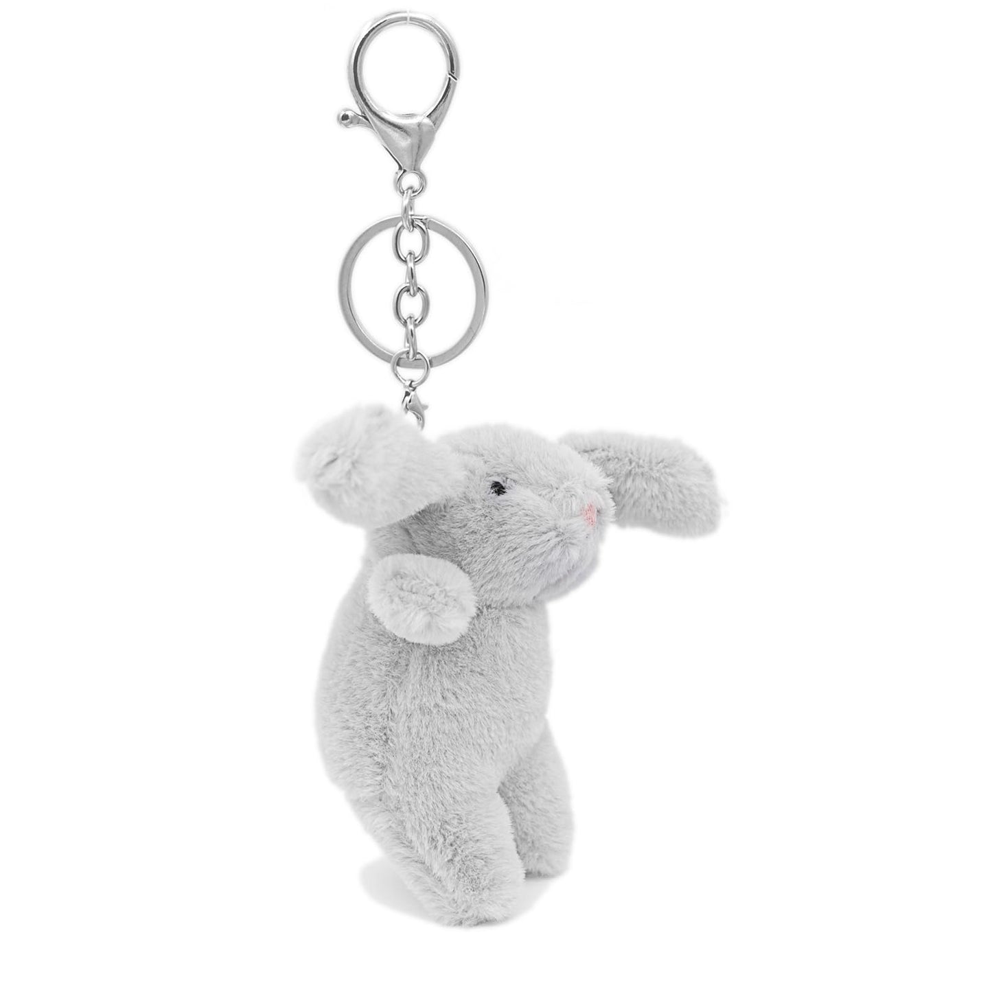 Miokkley Cute Bunny Plush Keychain for Purse, 3.5" Inch Mini Rabbit Keychain for Backpack Purse Charm Gift for Women (Light Gray)
