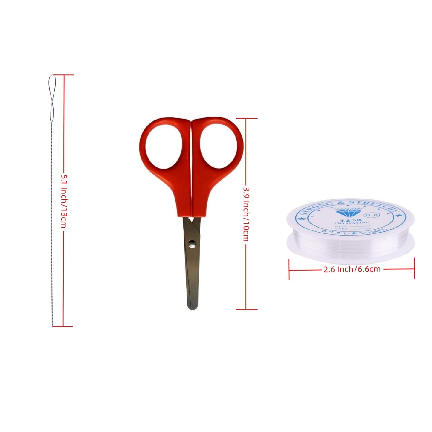 Amaney 4 Roll 0.8mm Elastic String, Stretchy String Crystal String Bead Cord with Beading Needles and Scissors for Bracelet, Beading and Jewelry Making