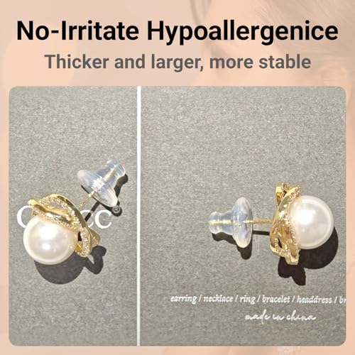 Silicone Earring Backs, 18K Gold Secure Locking Design for Studs, Hypoallergenic Replacement for Droopy Ears, No-Irritation Earring Backs for Men and Women(12 PCS)