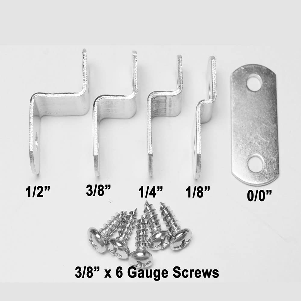 Canvas Clips for Picture Framing Assorted Small Sizes, 10 Each 0/0", 1/8", 1/4" 3/8" 1/2", 10 Pieces Each Size Packed with 100 Screws