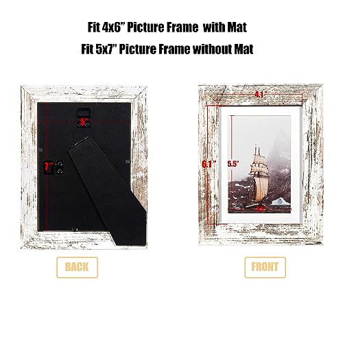 kennethan Rustic White 5x7 Picture Frames Wide Molding 3P in 1 set - Wall Mounting Material Included