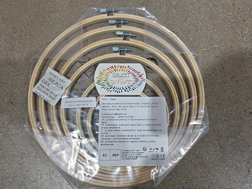 Caydo 6 Pieces Embroidery Hoop Set Circle Cross Stitch Hoop Ring 4 inch to 10 inch for Embroidery and Cross Stitch