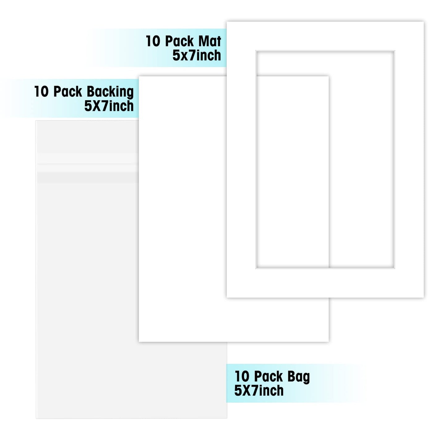 Golden State Art, Pack of 10 White Pre-Cut 5x7 Picture Mat for 4x6 Photo with White Core Bevel Cut Mattes Sets. Includes 10 High Premier Acid Free Bevel Cut Matts & 10 Backing Board & 10 Clear Bags