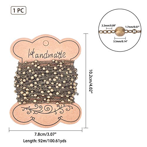 arricraft 10m/32.80 Feet Antique Bronze Chains, Brass Cable Chains with 3mm Balls, 1 Roll Chains for Necklace Jewelry Accessories DIY Making