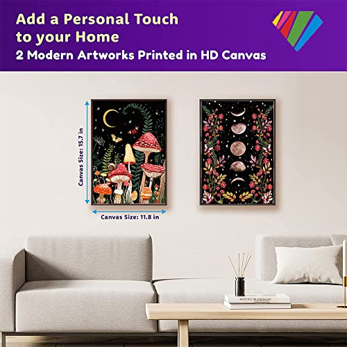 2-Piece Diamond Painting Kits for Adults and Kids,5D DIY Full Drill Round Art Gems Mushroom Forest Diamond Art Perfect for Home Wall Deco Diamond Dotz 12"x16"