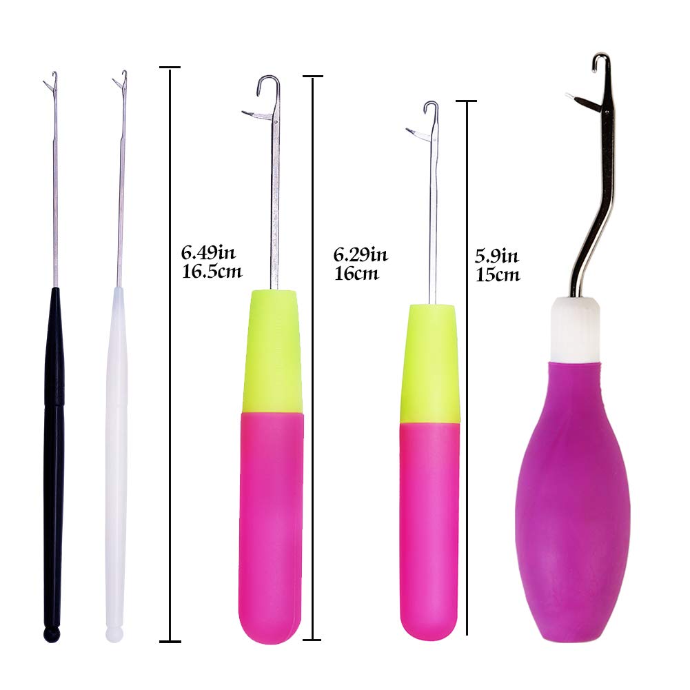 5 Pieces Different Size Latch Hook Set, Latch Hook Crochet Needle, Crochet Hook with Latch, Dreadlocks Crochet Hook Set, Latch Hook Crochet Needle, Bent Latch Hook for Carpet Making