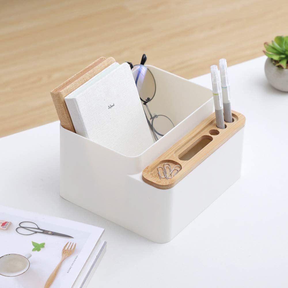 Poeland Desktop Storage Box Pencil Pen Holder Makeup Brushes Organizer for Office Supplies, Vanity Table, Home