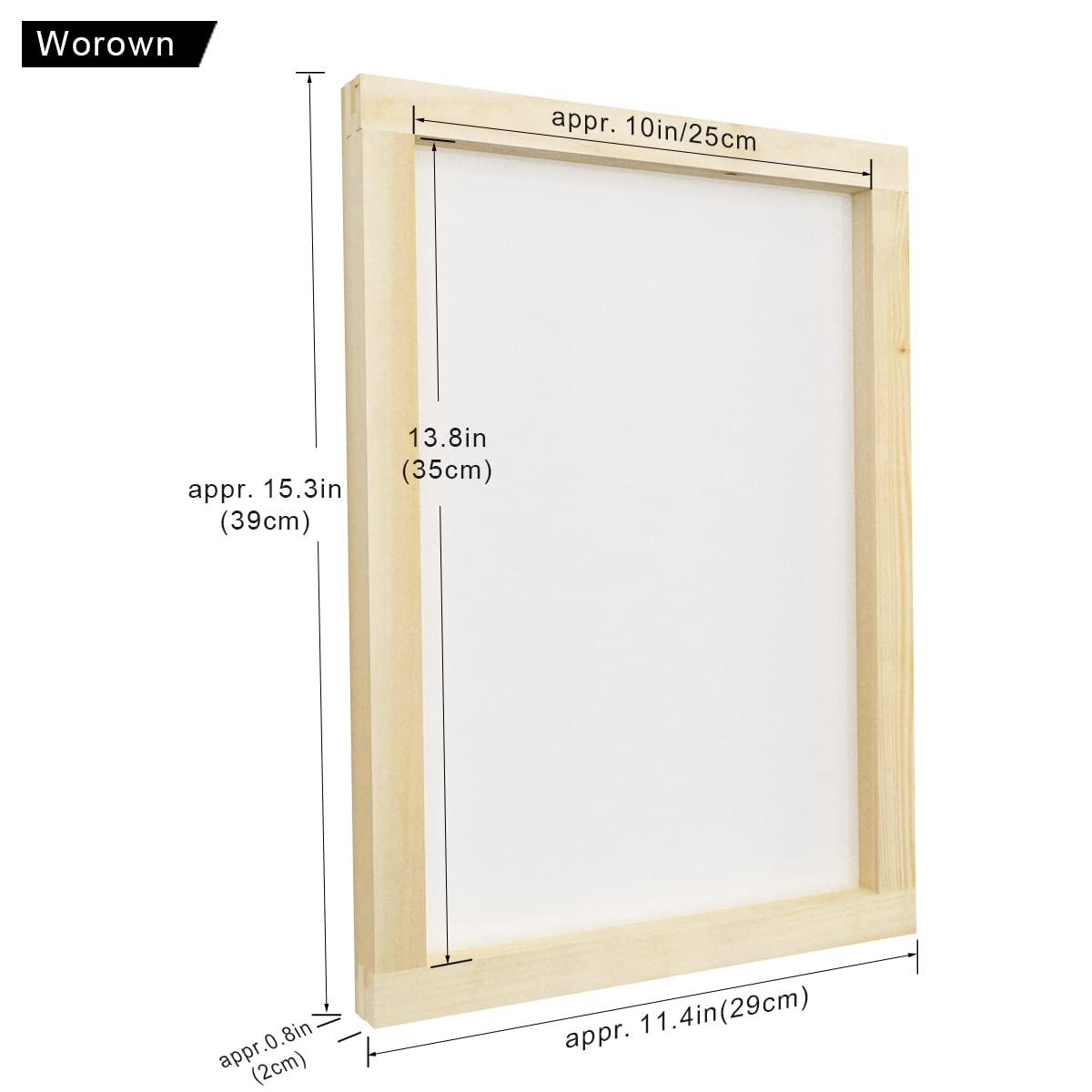 Worown 10 X 14 Inch Wood Silk Screen Printing Frame with 110 White Mesh and 1 Piece 4 x 10 Inches Screen Printing Squeegee for Screen Printing