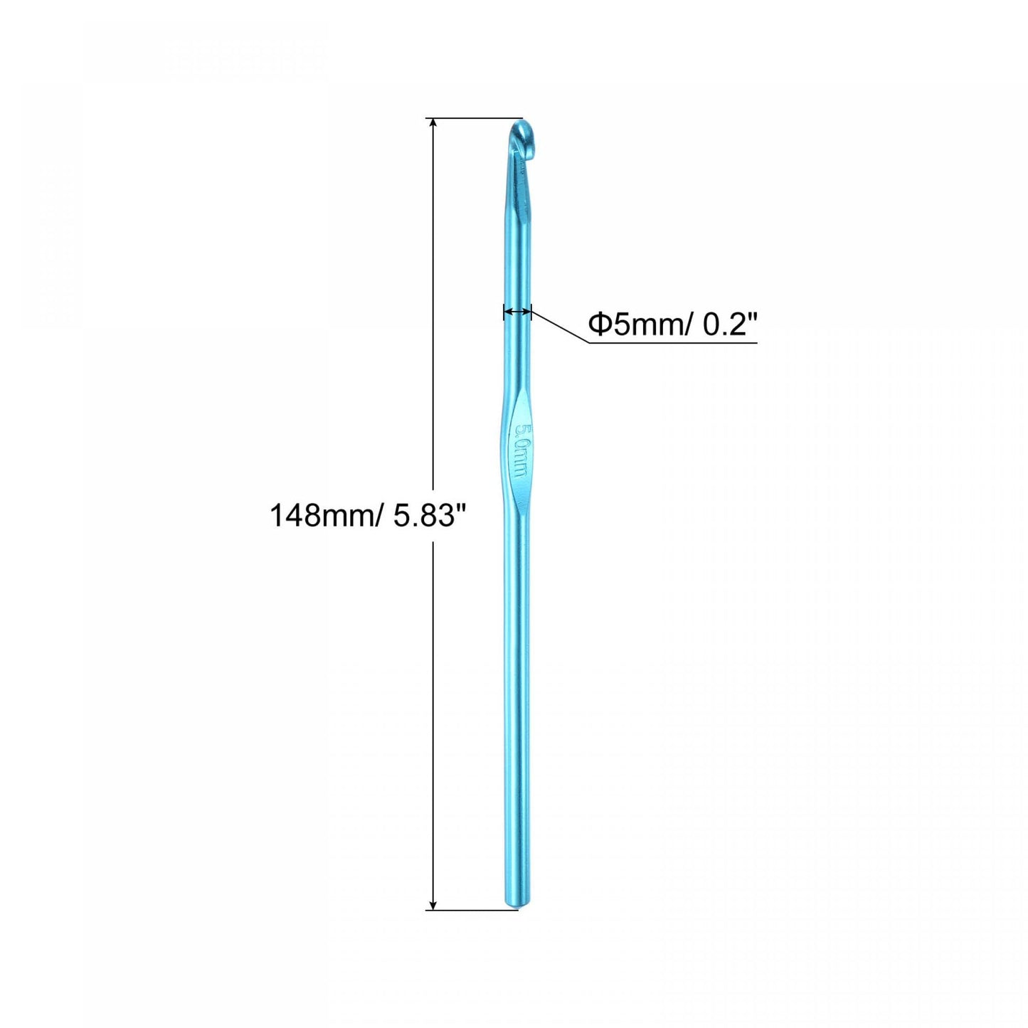 Aluminum Crochet Hook 5mm US Size H (Size 8) Knitting Needles for DIY Craft Yarn Blue 6Pcs