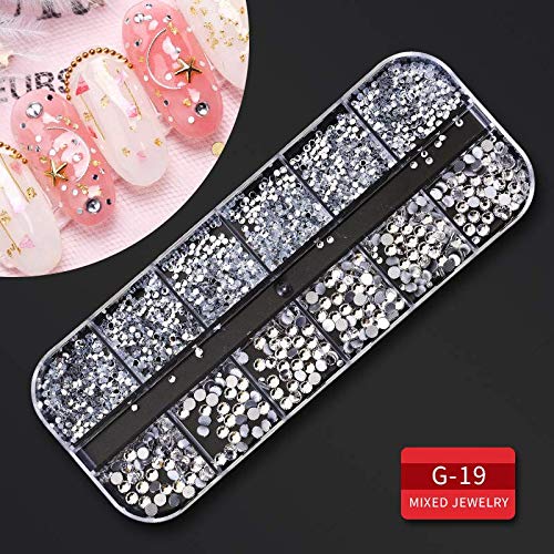 Artdone 9 boxes Nail Rhinestones,Nail Gems Nail Diamonds,Nail Art Studs Nail Crystals Nail Sequins for Nails Kit with 1 Tweezers and 3 Pen for Nail Art Supplies Accessories………