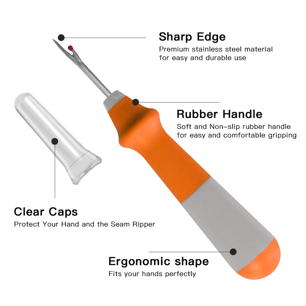 Lhedon Seam Ripper 3 PCS, Seam Rippers for Sewing, Ergonomic Grip, Colorful Large Thread Stitch Remover Tool Handy Stitch Rippers for Sewing Crafting Removing Hems and Seams