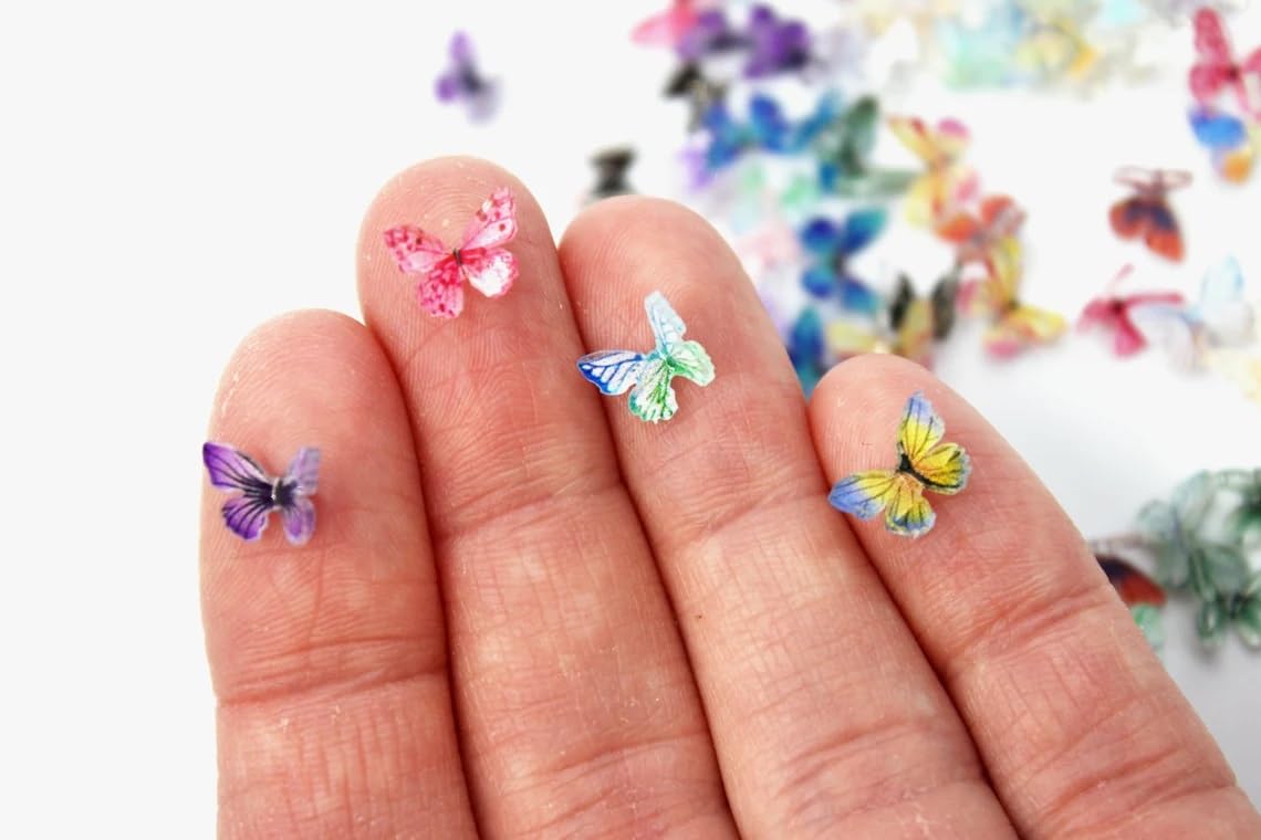 Micro Resin Butterflies, Dollhouse Miniature Tiny Butterflies, Terrarium Fairy Garden Dolls Toy, Mini Micro Landscaping Decoration (30 PCS)