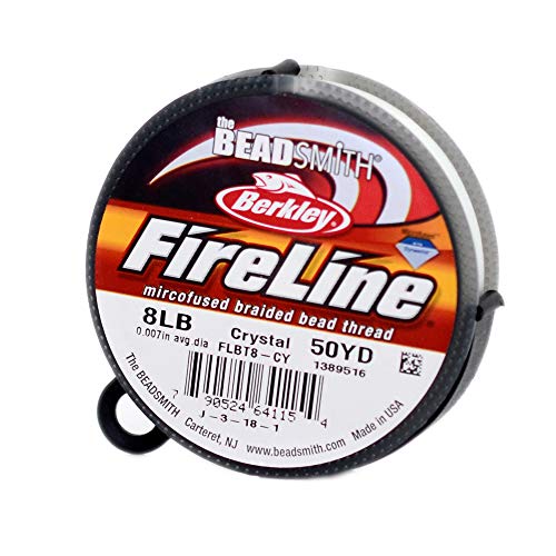 The Beadsmith Fireline by Berkley – Micro-Fused Braided Thread – 8lb. Test, 007”/.17mm Diameter, 50 Yard Spool, Crystal Color – Super Strong Stringing Material for Jewelry Making and Bead Weaving…