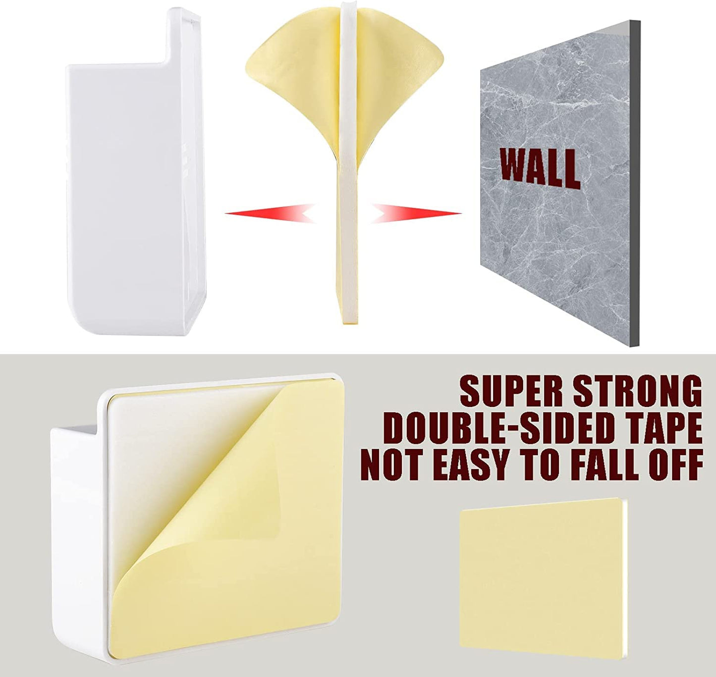 CEI&BPY 2Pcs Phone Holder Wall Mounted, Phone Stand with Self Adhesive. Phone Holder for RV Charging.Compatible with iPhone and Android (2Pack-White)