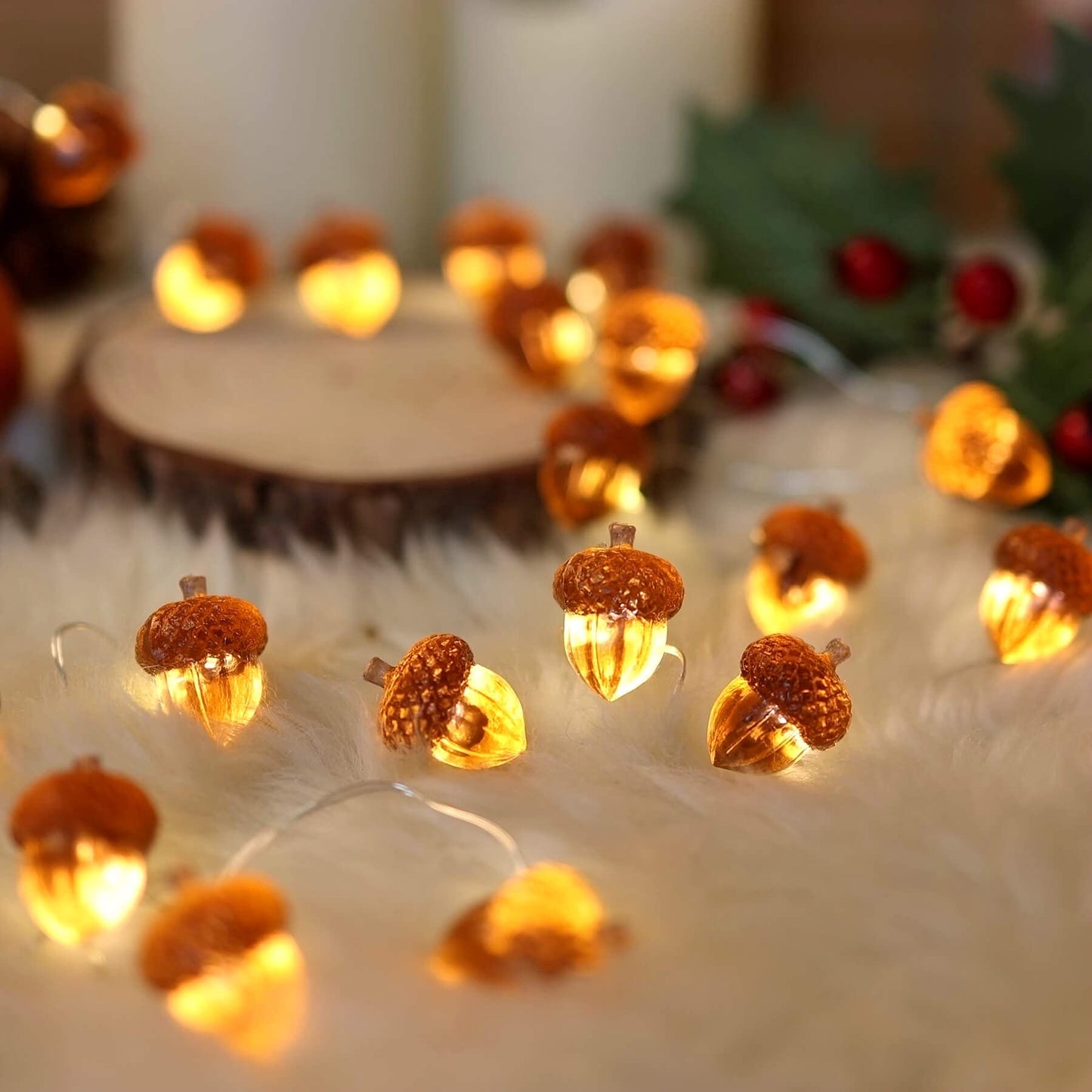 Decorative Fairy Acorn String Lights Thanksgiving Decoration Autumn Garland Cute Novelty Lights 30 LEDs 10 ft Battery Operated for Bedroom Wedding Birthday Harvest Decor