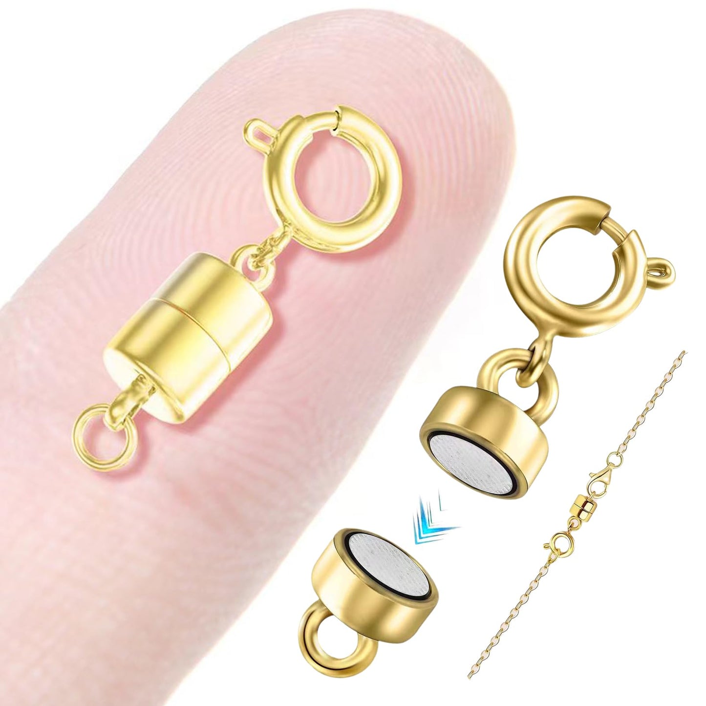 Magnetic Necklace Clasps and Closures 18K Gold and Silver Plated Bracelet Converter Clasp,Suitable for Necklaces Chain Extender