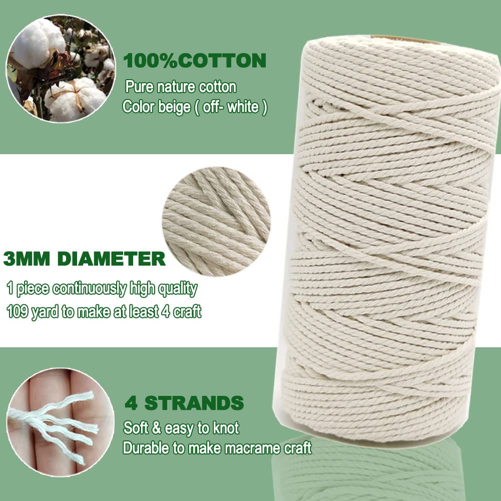 Ewparts Easy Macrame Kits for Adults Beginners Supplier Wood Beads,Rings,Wooden Dowel for Macrame Plant Hangers,Macrame Wall Hanging with Instruction for Macrame Starters