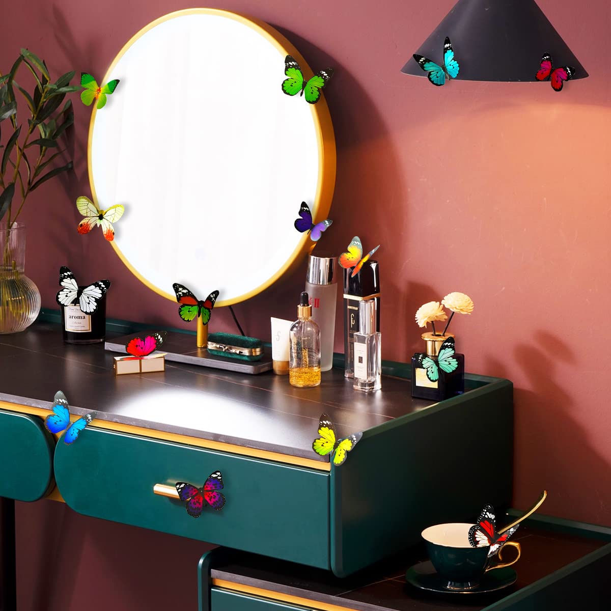 80pcs Butterfly Wall Decor - Plastic Butterflies Wings Foldable Removable Waterproof Reusable Mural Wall Stickers for Home Room Bedroom Nursery Party Wedding Decorations