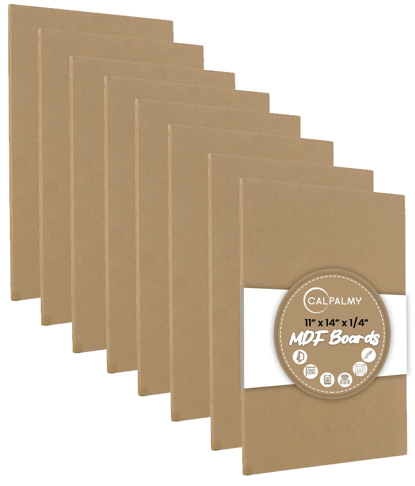 (8-Pack) CalPalmy 11” x 14” MDF Boards - 1/4” Thick Boards for Carpentry, Interior Design, Hobby Crafts, and More - with Smooth, Unfinished Sides and Sanded Edges