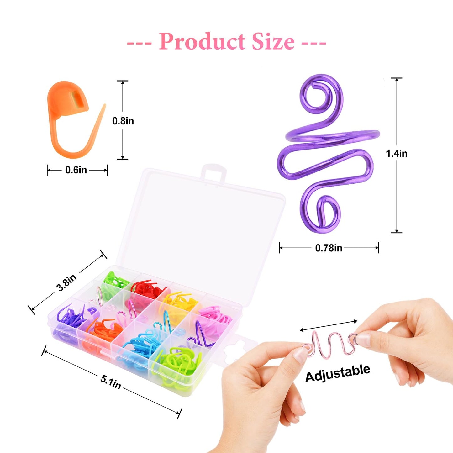 4Pcs Crochet Ring + 120Pcs Stitch Markers Adjustable Crochet Tension Rings for Finger Handmade Open Yarn Guide Crocheting Rings Knitting Accessories with Box,The Ideal Aid to Crochet Supplies